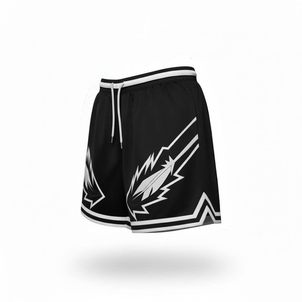 Black/white Flame Feather shorts